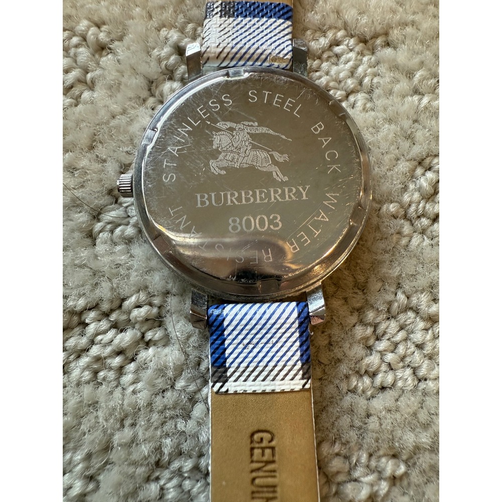 Burberry‎ Swiss Made Watch Blue White Plaid Band Classic Style - Picture 5 of 11